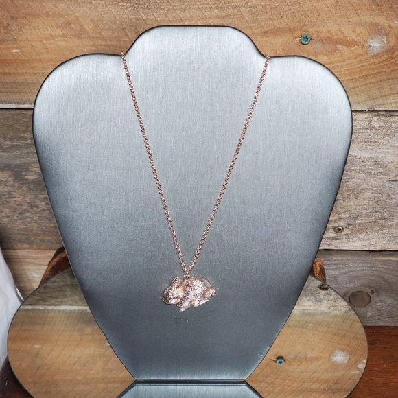 Bunny Rabbit Necklace - Copper Alloy Plated in Rose Gold - 17" chain - Picture 9 of 9